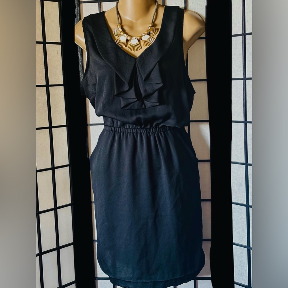 Silence + Noise Black Ruffle Mini Dress